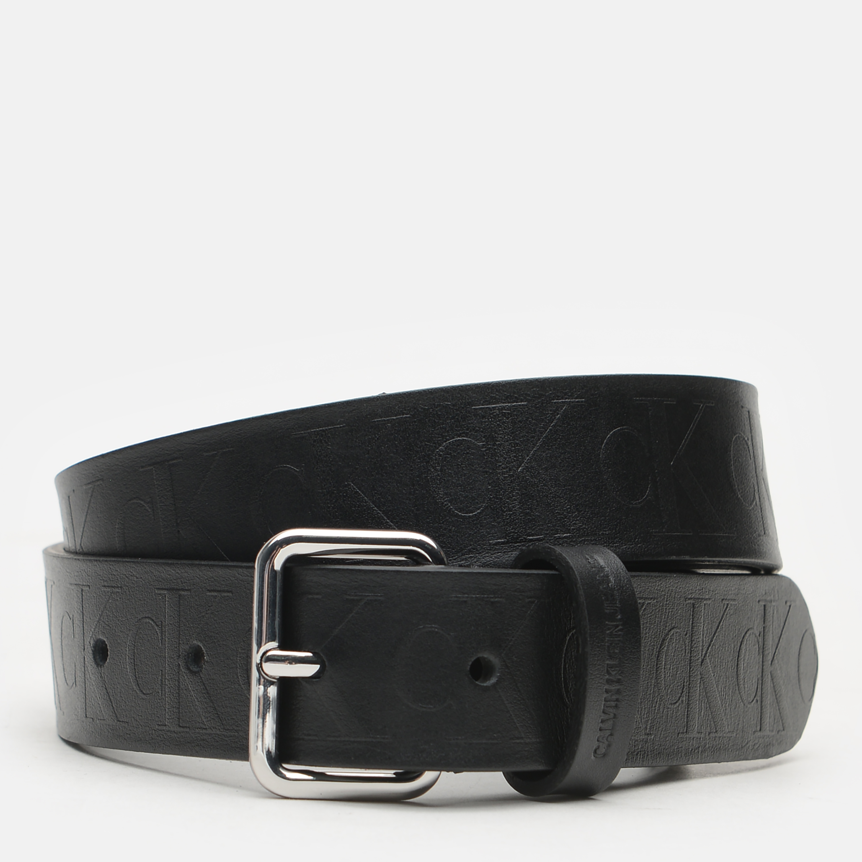 

Женский ремень кожаный Calvin Klein Jeans Deboss Logo Belt 30Mm K60K607739-BDS 90 см Black