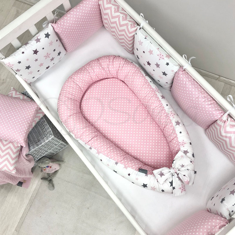 

Кокон для новорожденных (позиционер гнездышко) Baby Design Stars серо-розовый 90х65 см