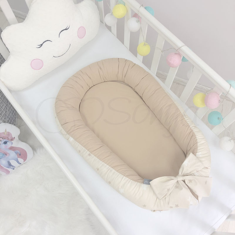 

Кокон для новорожденных (позиционер гнездышко) Baby Design Baby Звезды на шоколадном 90х65 см