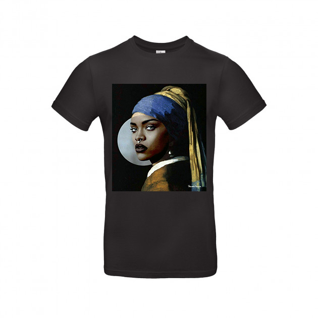 

Футболка Dali's Mustache clothes с принтом Девушка с жемчужной серёжкой. Рианна Женская Чёрная S