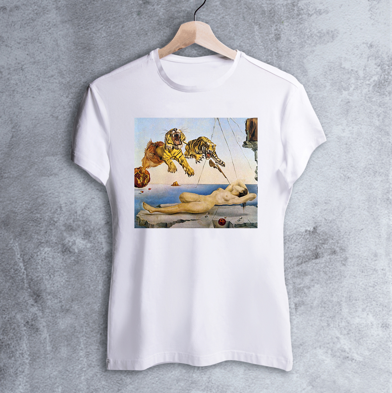 

Футболка Dali's Mustache clothes с принтом Сон. Сальвадор Дали Женская Белая XL
