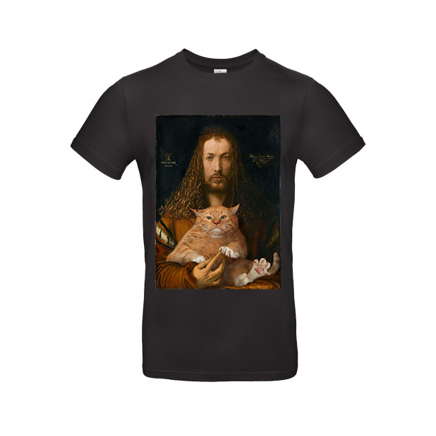 

Футболка Dali's Mustache clothes с принтом Дюрер с котом Женская Чёрная XS