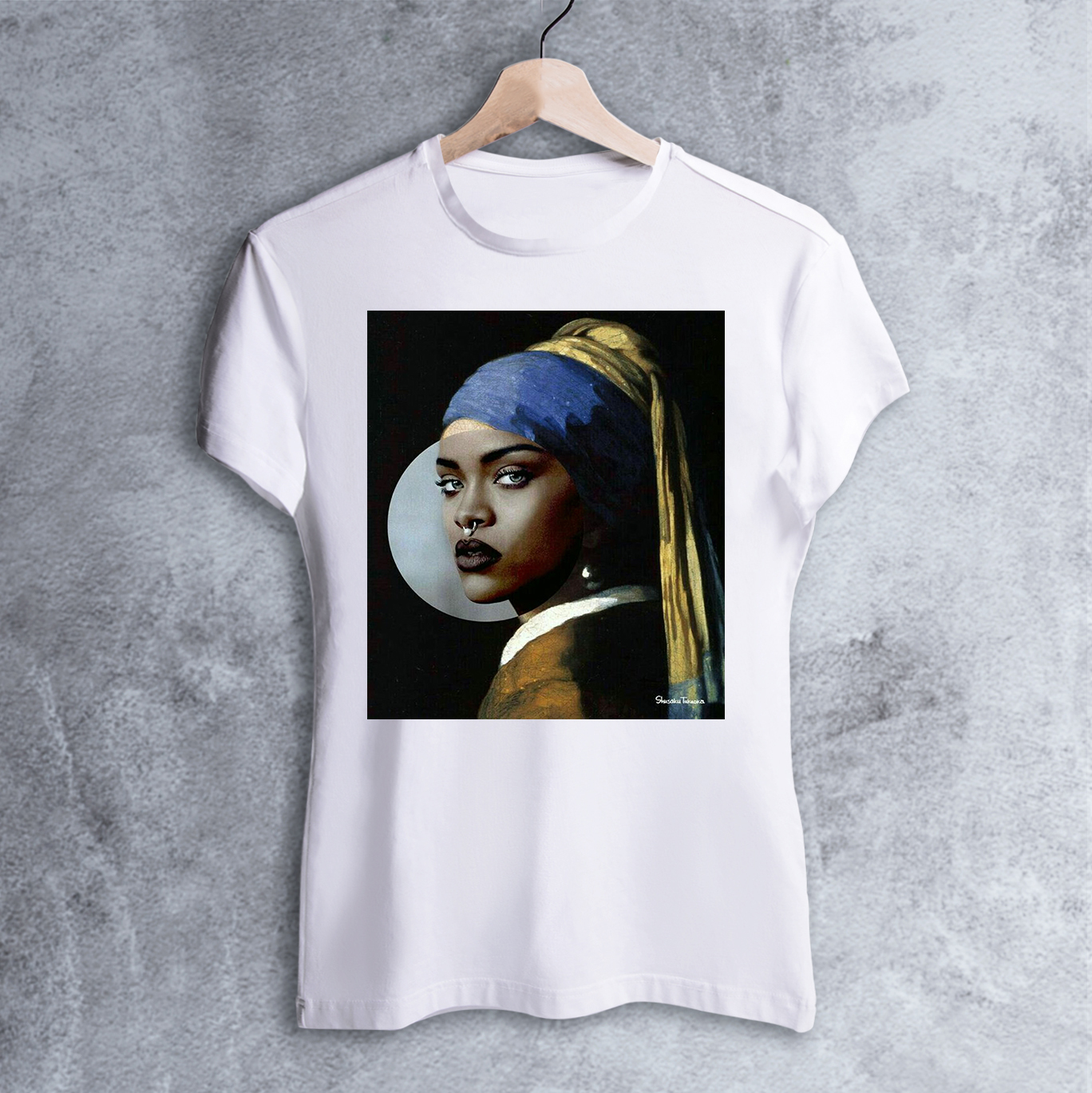 

Футболка Dali's Mustache clothes с принтом Девушка с жемчужной серёжкой. Рианна Женская Белая XS