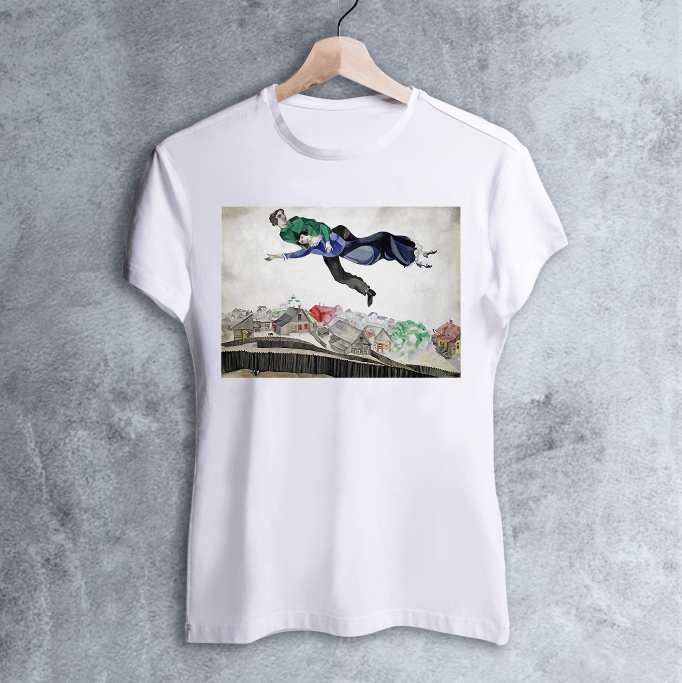 

Футболка с принтом Над городом. Марк Шагал Мужская Белая XL