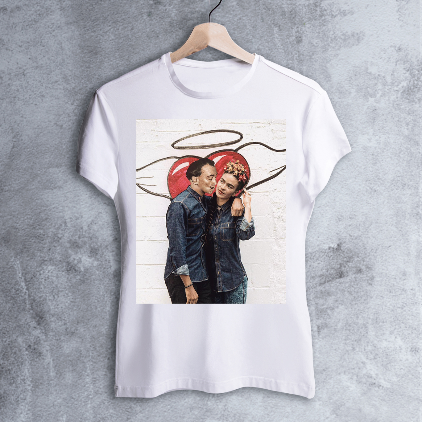 

Футболка Dali's Mustache clothes с принтом Фрида и Дали Женская Белая XS
