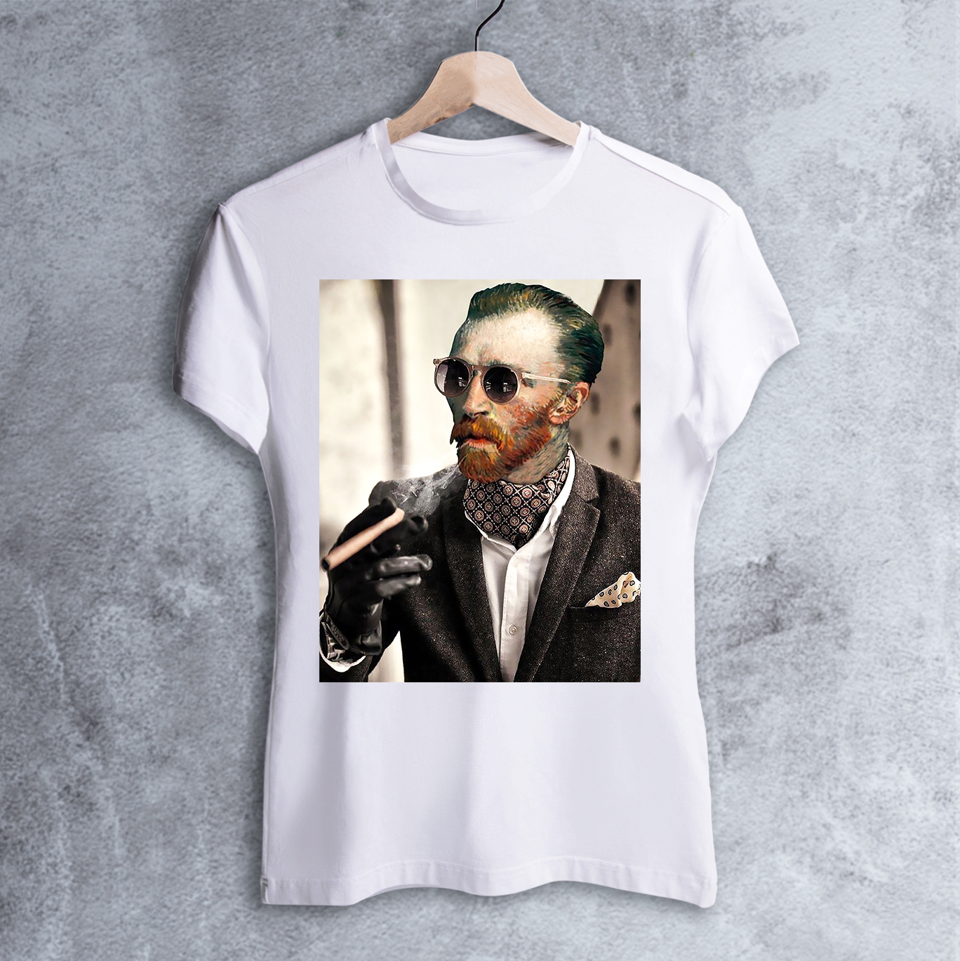 

Футболка Dali's Mustache clothes с принтом Ван Гог с сигарой Женская Белая XL