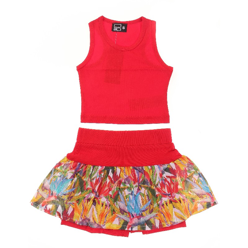 

Топ + Шорты для девочки CLOISE CLO214001 110 см красный (484486)