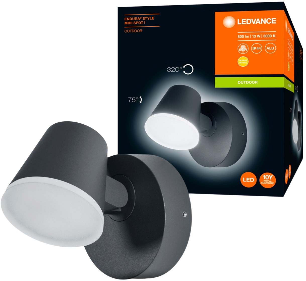 

Фасадный светильник LEDVANCE ENDURA STYLE Midi Spot I 13W 3000K IP44 (4058075205475)