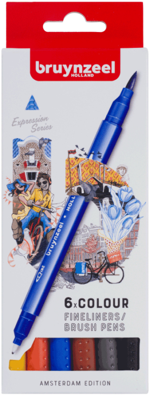 

Набор линеров-кистей Bruynzeel Brushpen Amsterdam двусторонние 6 цветов (8712079454609)