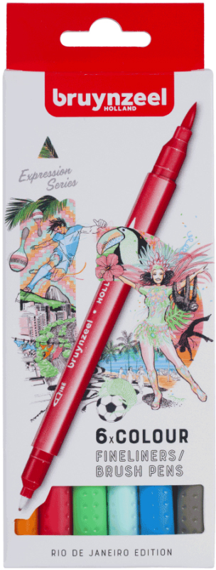 

Набор линеров-кистей Bruynzeel Brushpen Rio двусторонние 6 цветов (8712079454579)