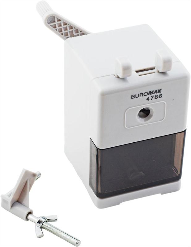 

Точилка механическая Buromax 1 отверстие с контейнером на струбцине Серая
