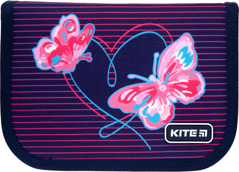 

Пенал с наполнением Kite Education Butterflies 1 отделение 2 отворота Темно-синий Джинс (K21-622H-3)