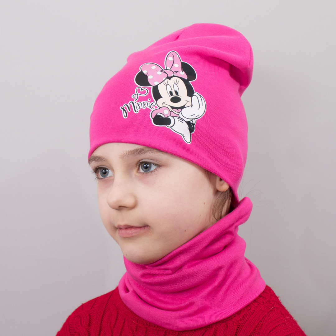 

Детская шапка с хомутом КАНТА "Minnie" размер 52-56 розовый (OC-840)