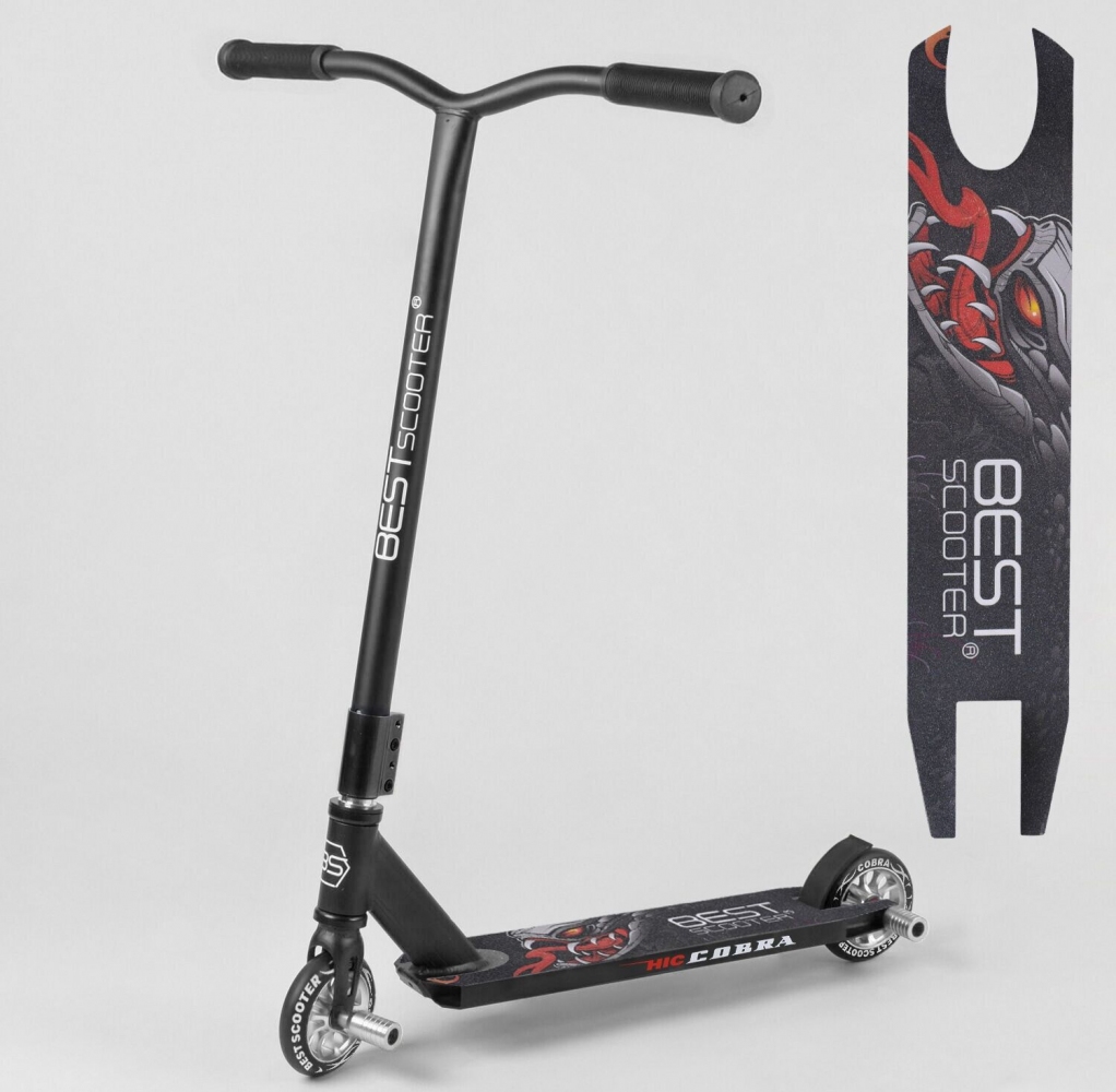 

Трюковый самокат для детей Best Scooter 43594 с резиновыми накладками на руле, ПУ колесами и алюминиевой рамой