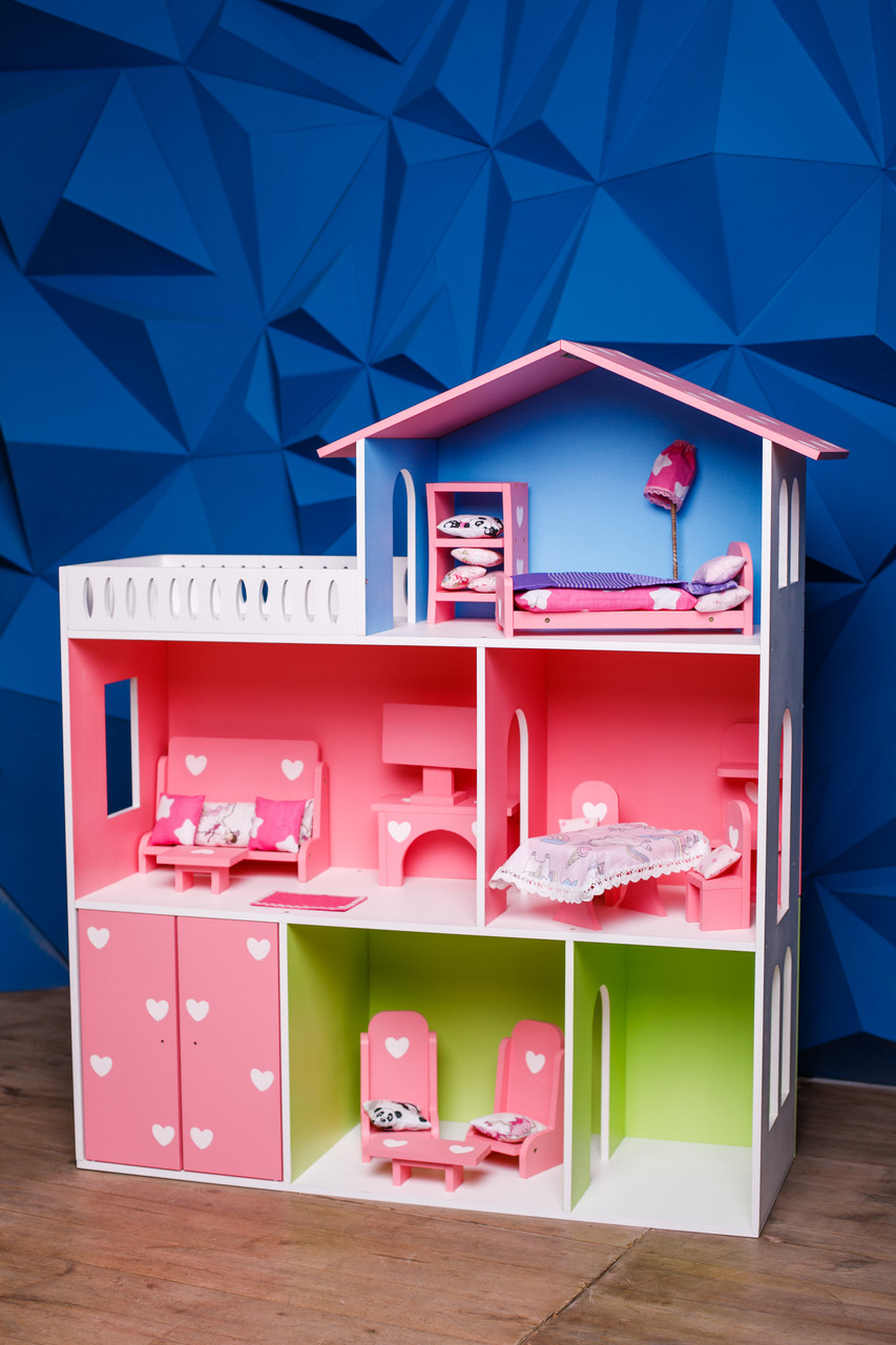 

Кукольный домик KiddyRoom 3 этажа Цветной