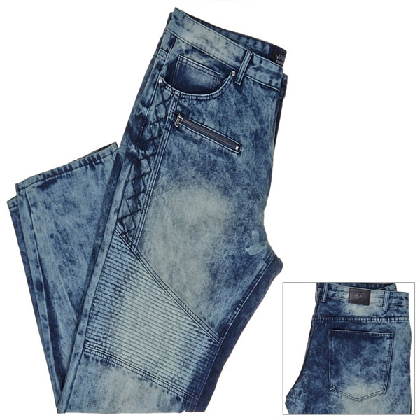 

Мужские джинсы Big Tall Moto Relaxed Fit Jeans with Zipper and Embroidered Accents TRESTLES 70