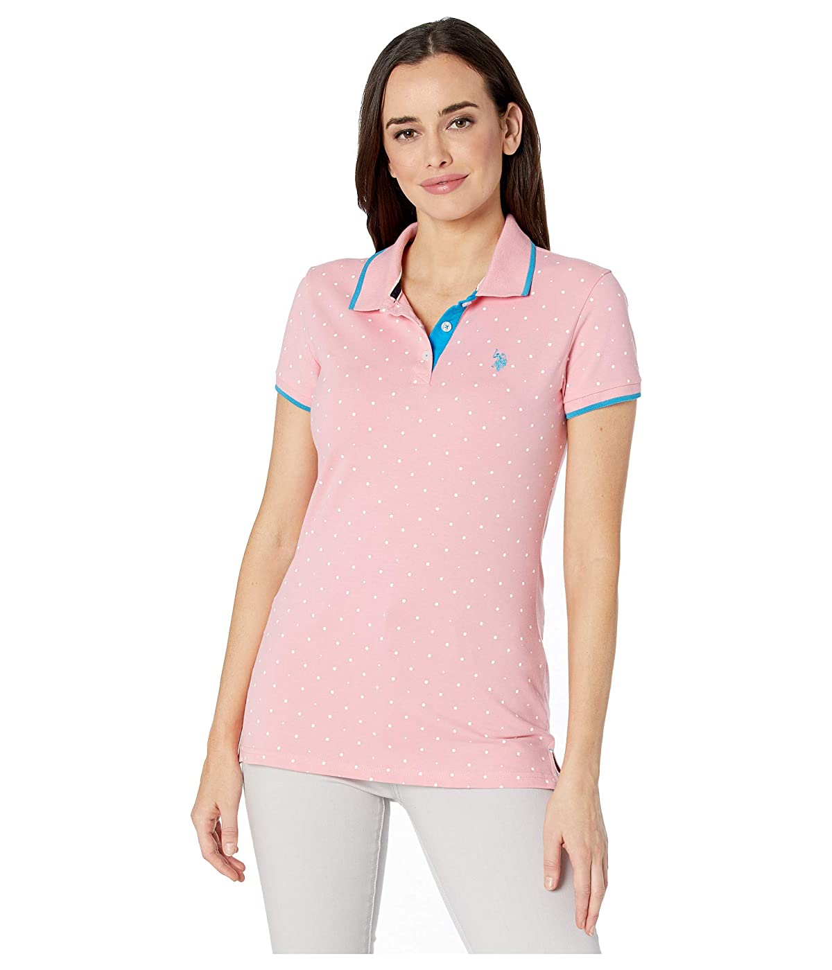 

Поло U.. POLO Dot Print Polo Shirt Rose Geranium,  (44, Поло U.S. POLO Dot Print Polo Shirt Rose Geranium, S (44)