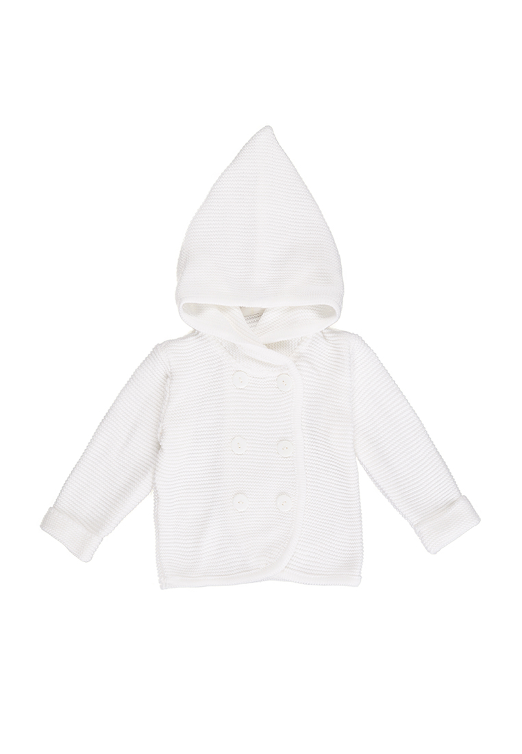 

Вязаная кофта с капюшоном на пуговках Mari-Knit 0770-1 р48 80см белый 60623