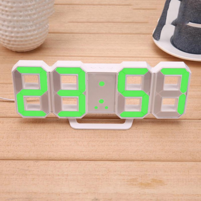 

Электронные настольные LED часы с будильником и термометром Caixing CX-2218 белые (зеленная подсветка)