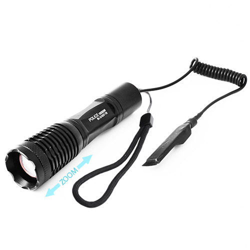 

Фонарь Police Q1837-T6 под ружье вынос.кнопка ЗУ 220V 1x18650-3xAAA zoom Box