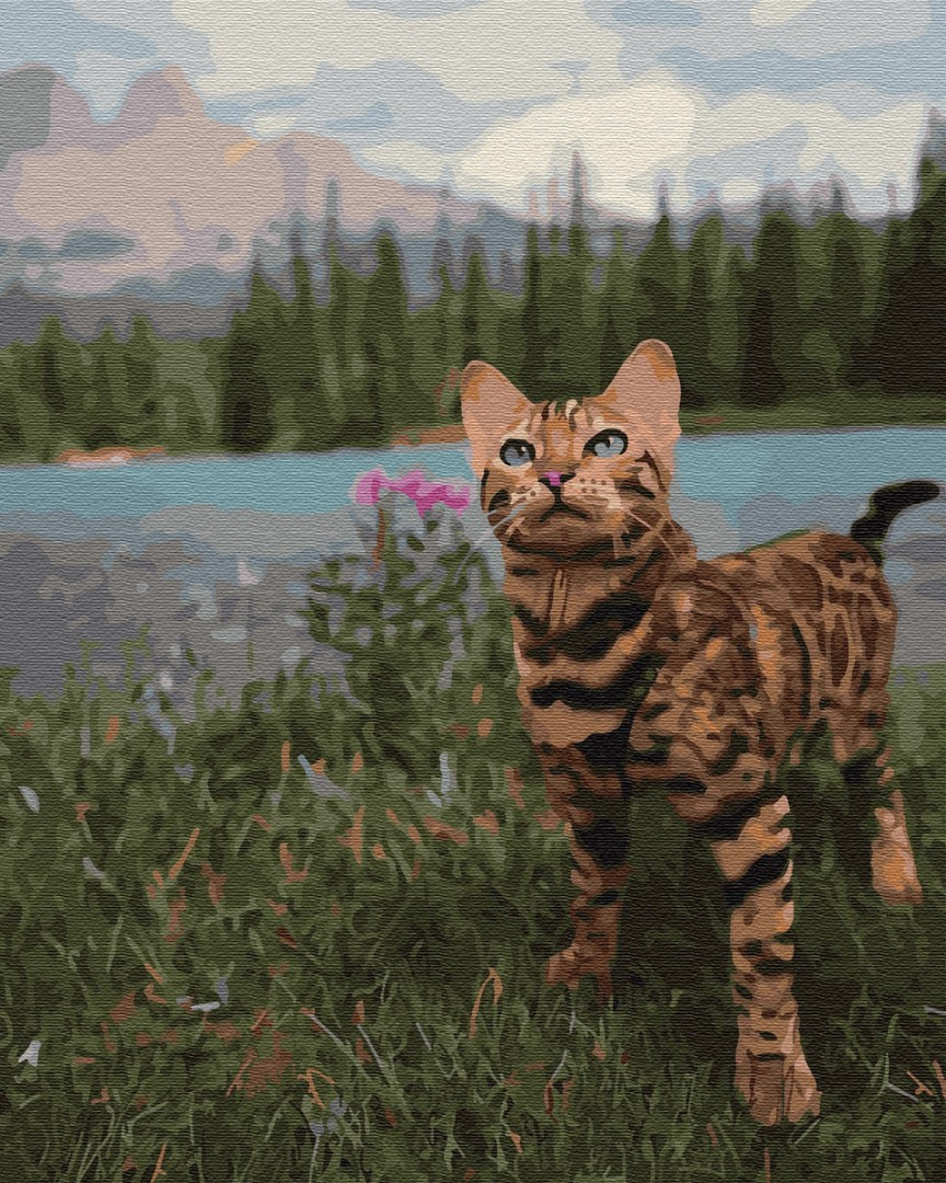 

Картина по номерам BrushMe GX34172 40*50 cм Бенгальская кошка у гор