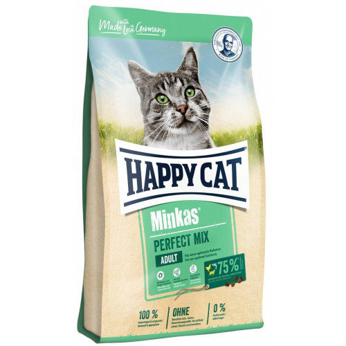 

Сухой корм Happy Cat Minkas Perfect Mix для взрослых кошек, c птицей, ягненком и рисом, 10 кг