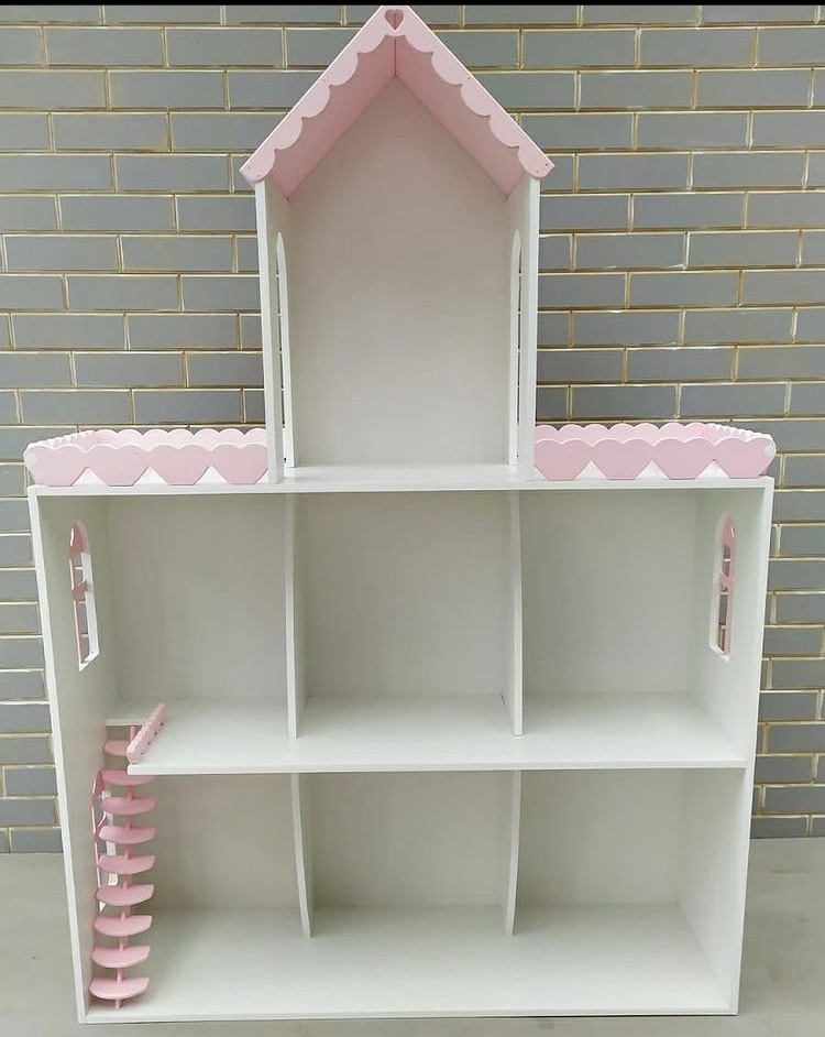 

Деревянный домик стеллаж для кукол, игрушек Тиффани 125*90*30 см Toys МДФ 10 мм Белый/Розовый 12