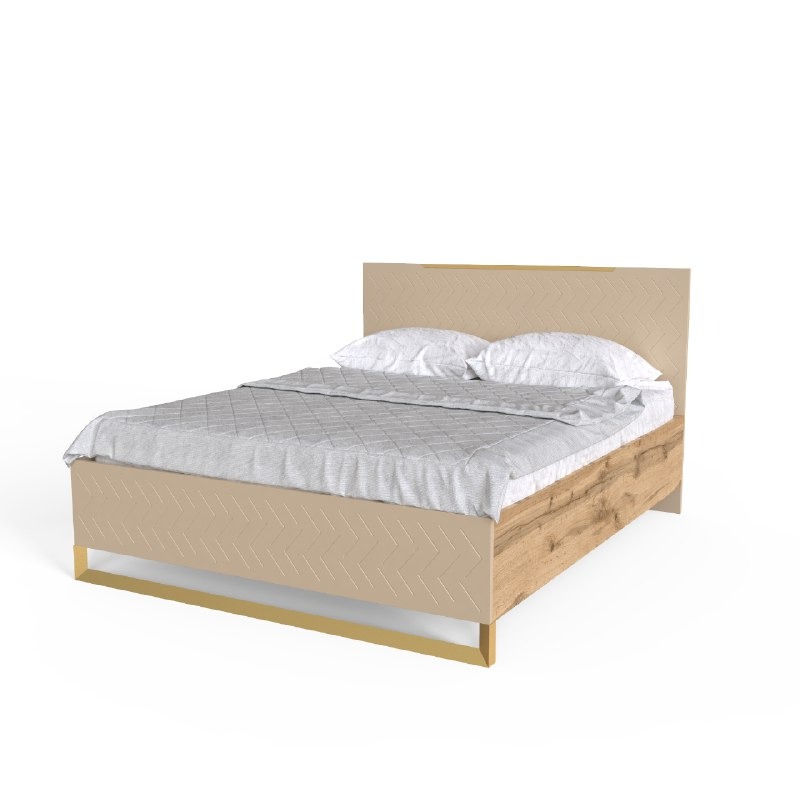 

Двуспальная кровать Swan 160x200 из ДСП дуб тахо/МДФ каталонский желтый/металл золотистый цвет Artinhead (без матраса)