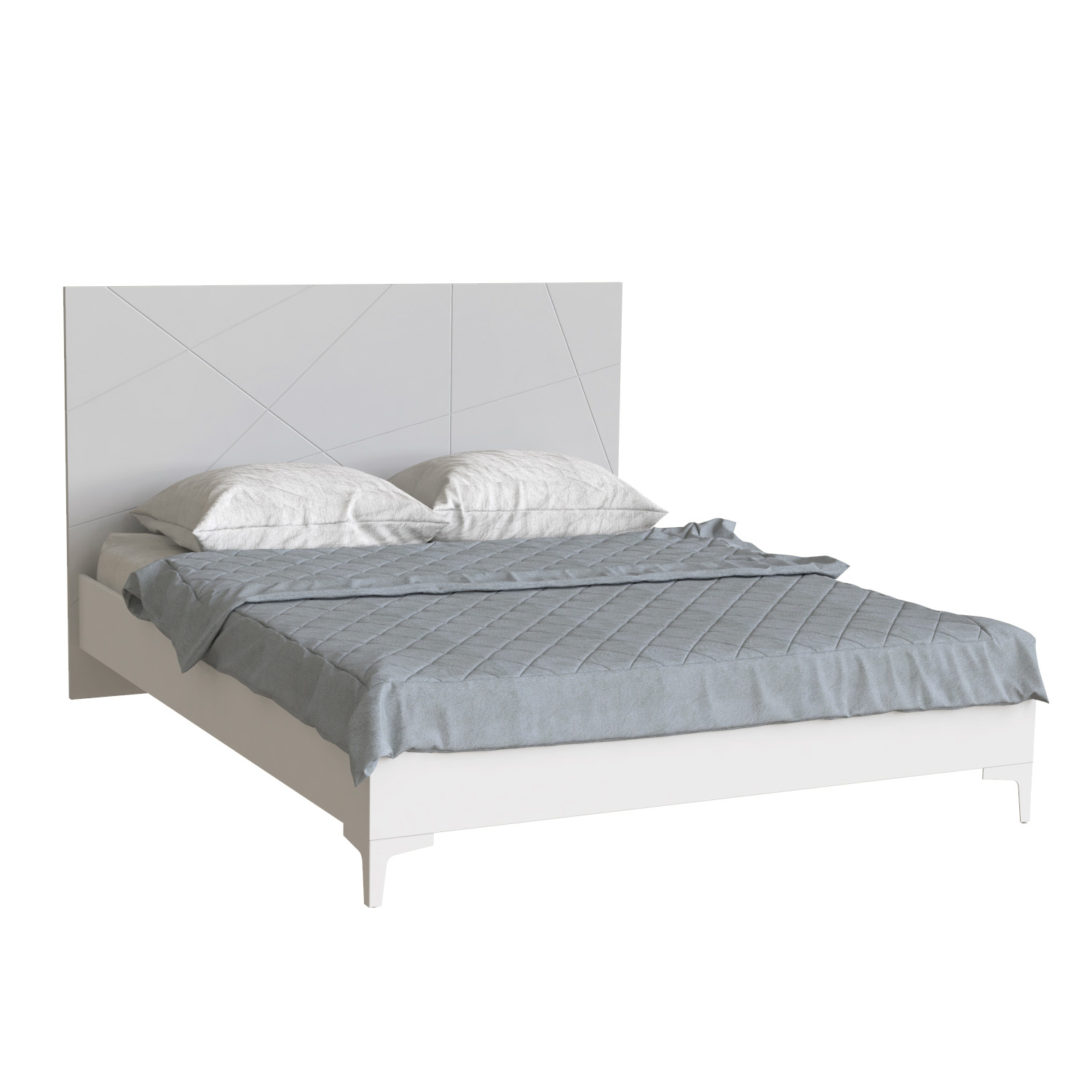 

Двуспальная кровать Picassa 160x200 из ДСП аляска/МДФ пепельный софттач/металл белый цвет Artinhead (без матраса)