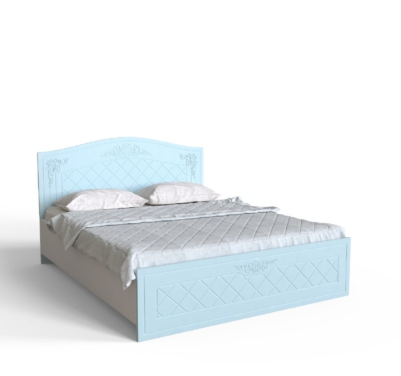 

Двуспальная кровать Amelie 180x200 ЛДСП аляска/МДФ голубая лагуна цвет Artinhead (без матраса)