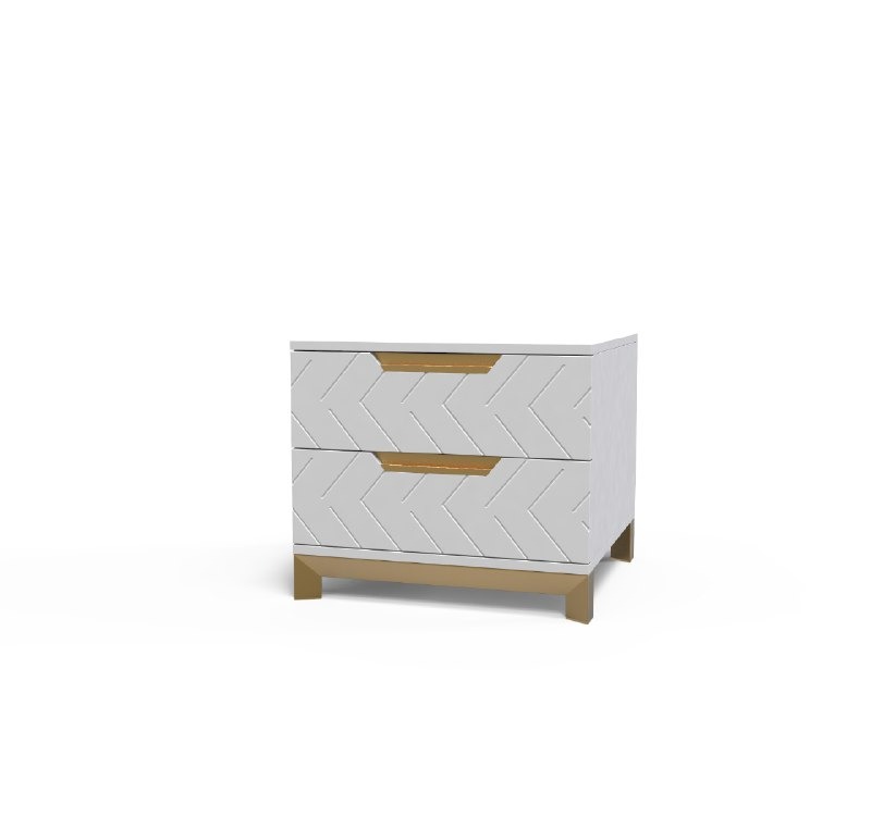 

Прикроватная тумбочка в спальню Swan из ДСП аляска/МДФ белый суперматовый/металл золотистый цвет Artinhead