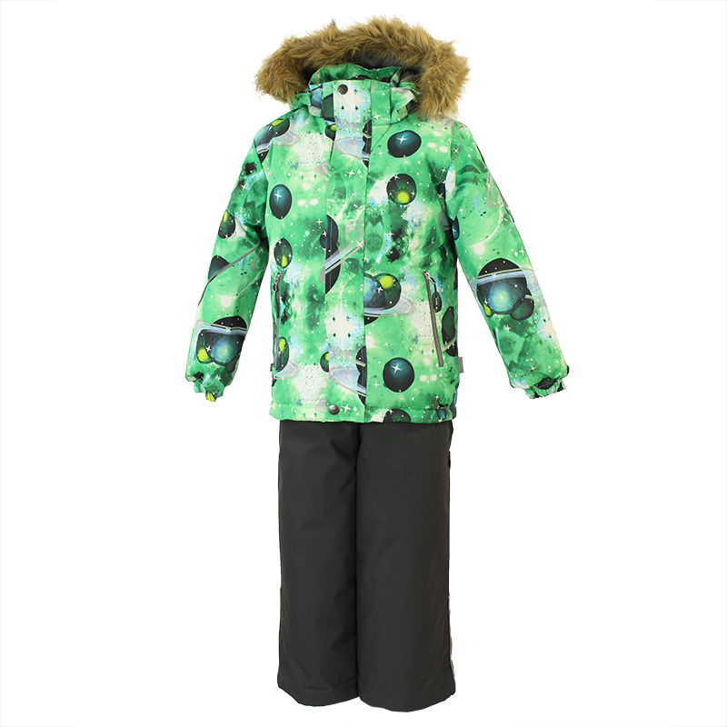 

Комплект для мальчиков Хуппа Huppa Dante 1 зелёный с принтом/темно-серый, размер 122 (41930130-82707-122)