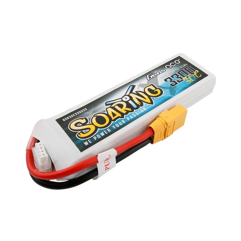 

Аккумулятор Gens Ace Soaring LiPO 11,1В 3300мАч 3S 30C 131х42,5х19,5мм 252г XT90 (BSR30C33003S)