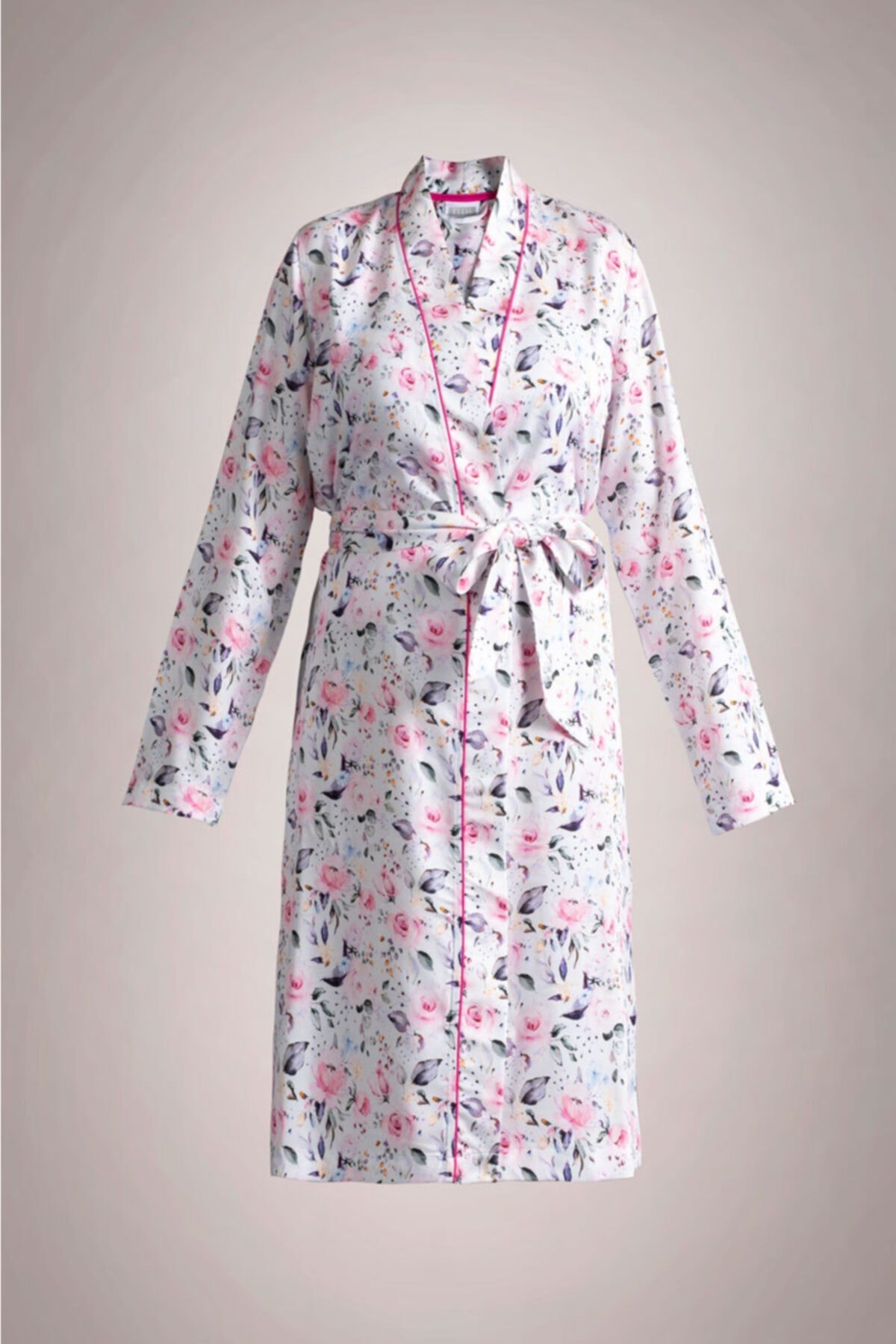 

Халат женский из тенселя HERMANUS IOVA S/M Розовый цветы