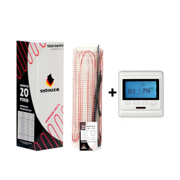 

Shtoller двухжильный нагревательный мат SH-EC 2108i 1440 вт 8.0 м2 + программируемый терморегулятор Castle Е53