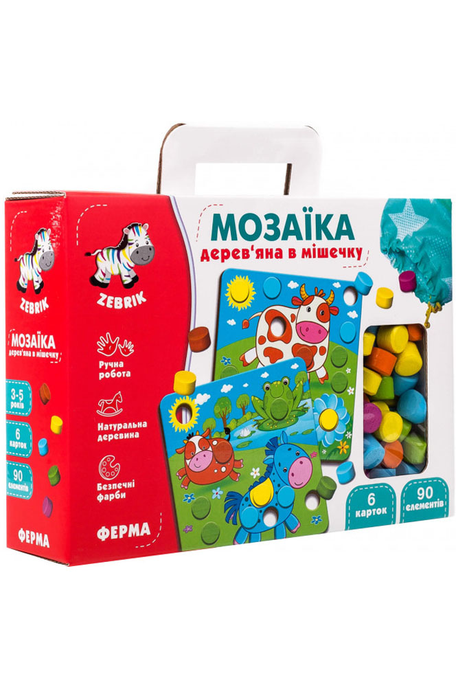 

Мозаика деревянная Ферма Vladi Toys різнокольоровий (ZB2002-01)