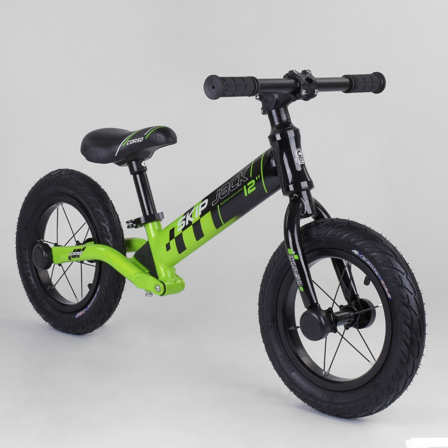 

Велобег Corso "Skip Jack" черно-салатовый 93х52х41 см (руль 360°) (MI-95112)