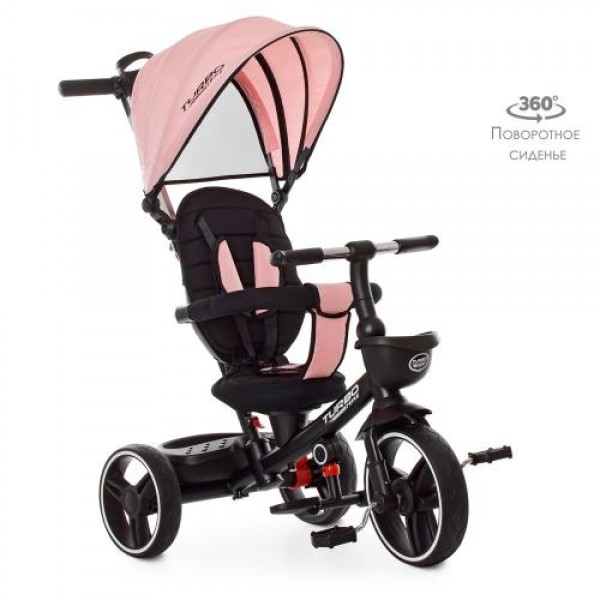

Велосипед детский 3-х колесный Turbo Trike М 5447 PU-15 с родительской ручкой Розовый
