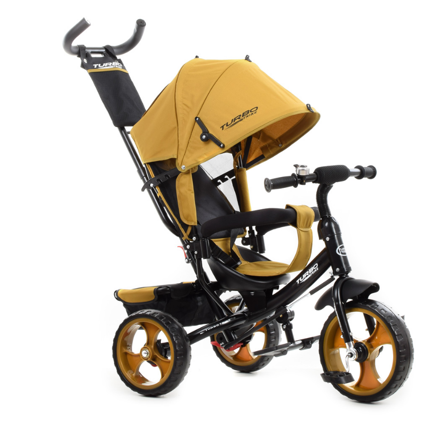 

Велосипед-коляска детский 3-х колесный Turbo Trike M 3113-24 с родительской ручкой Желтый