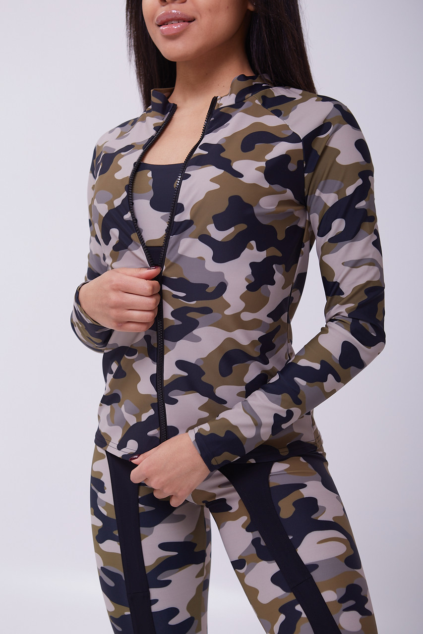 

Женская спортивная кофта для фитнеса Asalart Print Military  Принт Камуфляж 556452, Женская спортивная кофта для фитнеса Asalart Print Military S Принт Камуфляж 556452