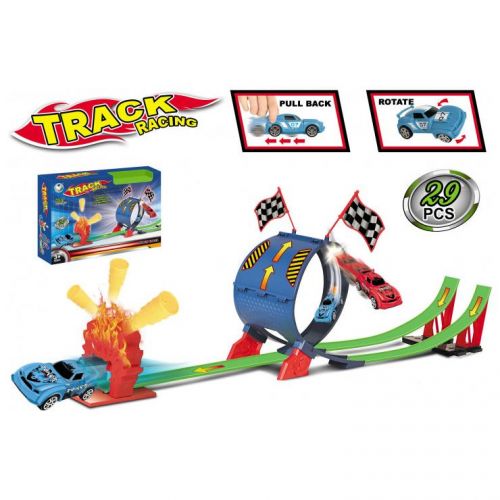 

Гоночный трек с 2 машинками, 29 деталей GLOBAL TOYS. 36776