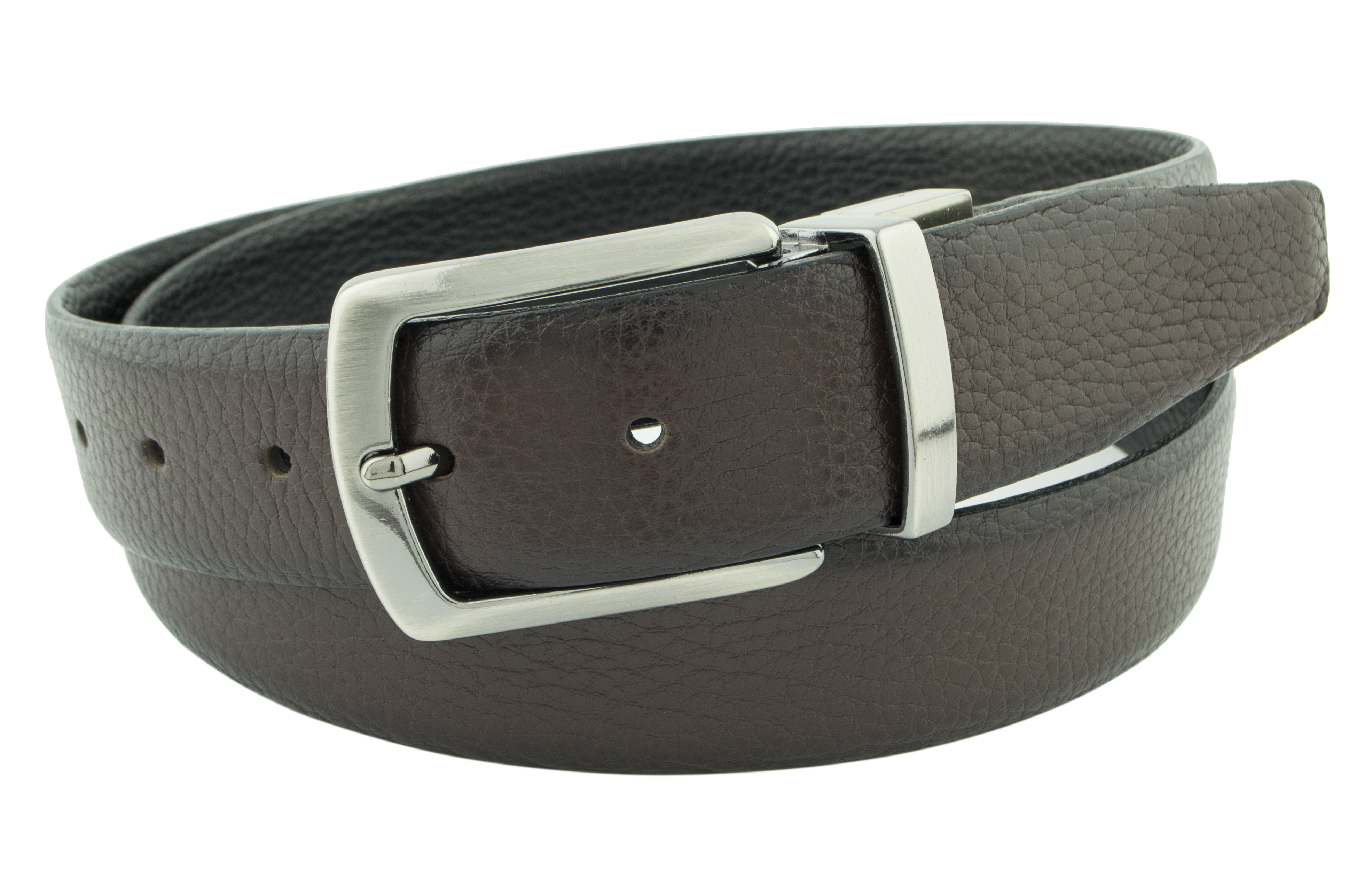 

Мужской кожаный двухсторонний ремень Real Leather 3.5 см для брюк черный+темно-коричневый 110-125 см