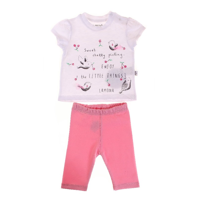 

Футболка + Капри для девочки LA MONA 10507 80 см белый/розовый (553116)