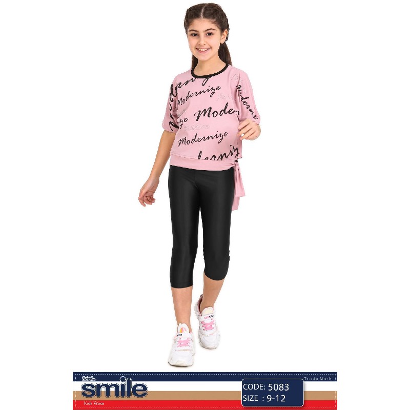 

Футболка + Капри для девочки SMILE 5083 146 см розовый/черный (553017)