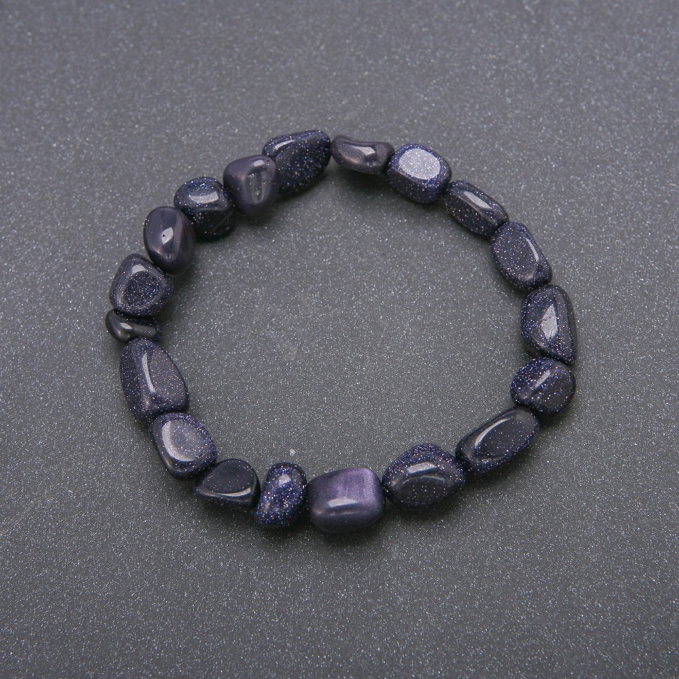 

Браслет из натурального камня Авантюрин Ночь Каира Синий Песок на резинке галтовка, диаметр 9,12(+-)мм обхват 18см, ida39329