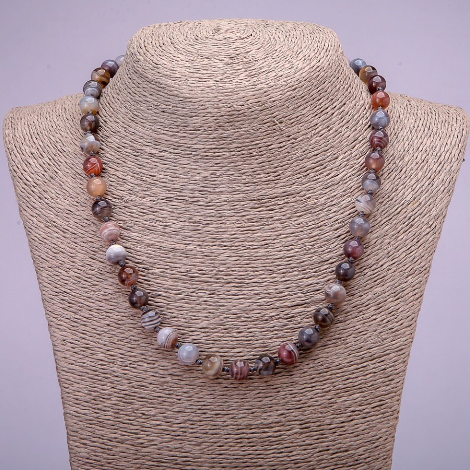 

Бусы из натурального камня Агат гладкий шарик, диаметр 8(+-)мм, длина 45см, ida39904