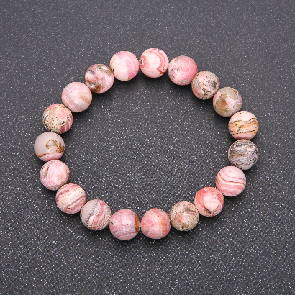 

Браслет из натурального камня Родохрозит на резинке гладкий шарик, диаметр 10(+-)мм обхват 18см, ida39730