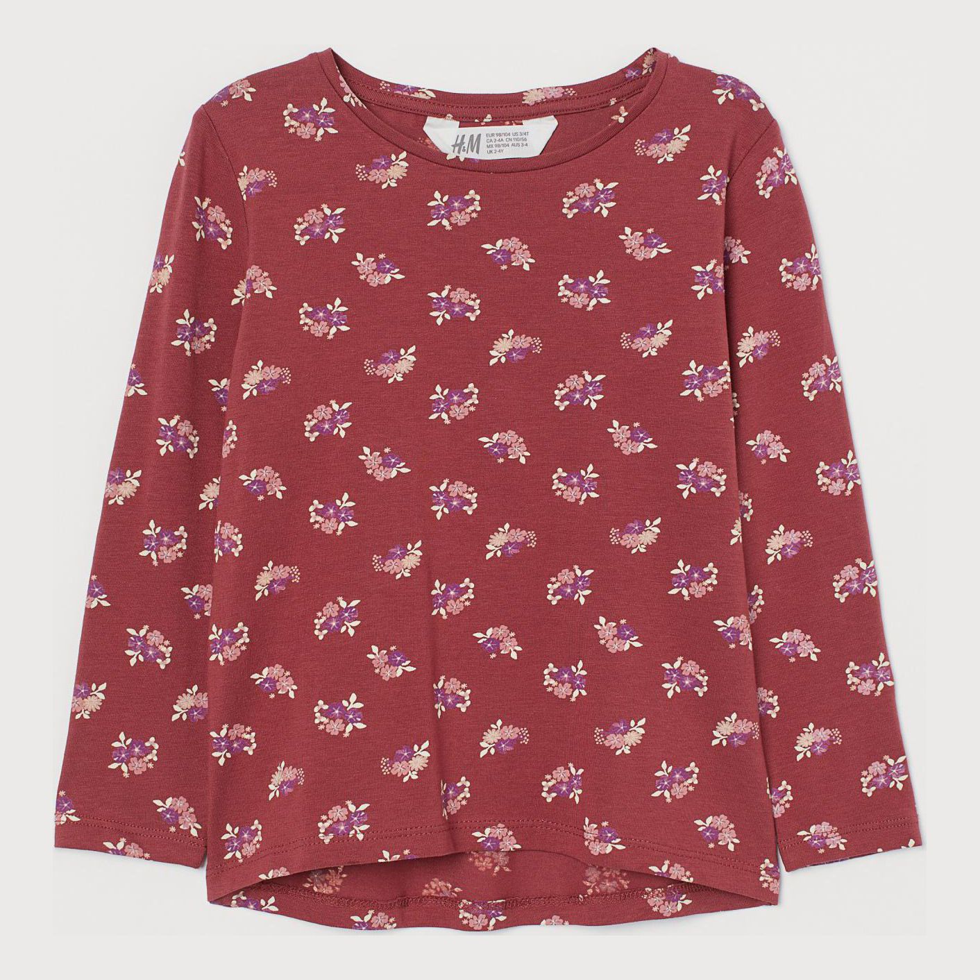 

Футболка с длинными рукавами H&M 81181165 122-128 см Бордовая