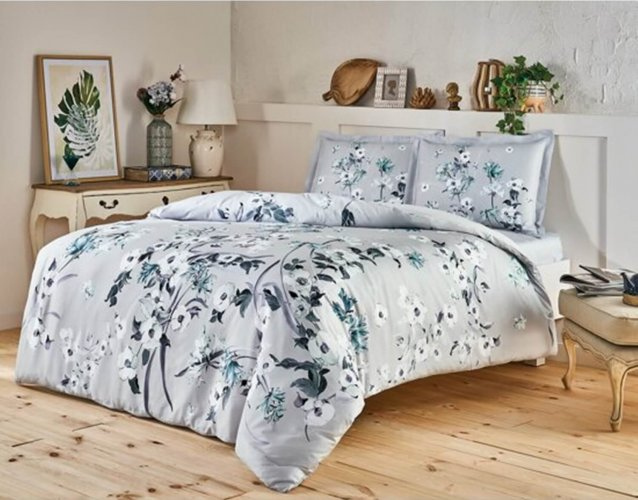 

Комплект постельного белья TAC Сатин Emili V06 Gri 200x220 Серый