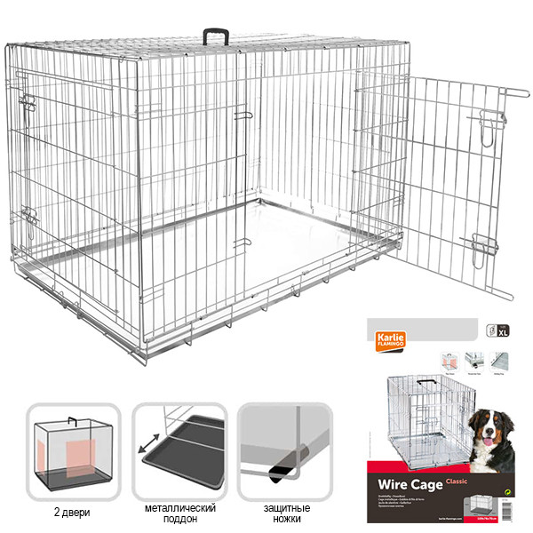 

Клетка Karlie-Flamingo Wire Cage КАРЛИ-ФЛАМИНГО для собак, двухдверная хромированная, 109х70х76 см